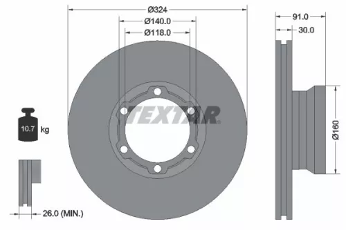 Remschijf TEXTAR 93087600)