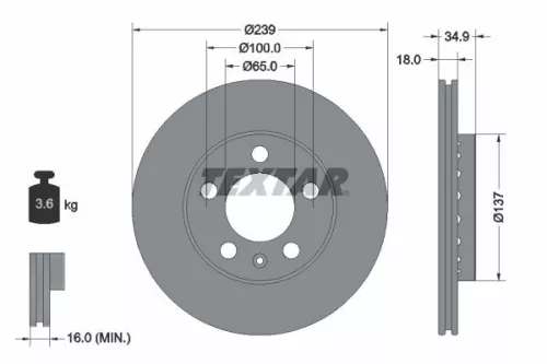Brake Disc TEXTAR 92106803)