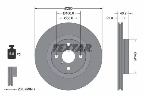 Remschijf TEXTAR 92287603)
