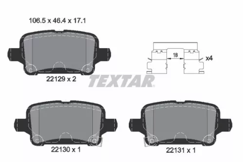 Brake Pad Set, disc brake TEXTAR 2212901)
