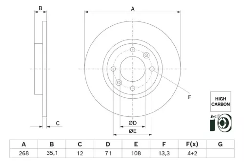 Remschijf BOSCH 0 986 479 H54)