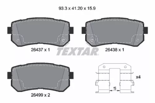 Brake Pad Set, disc brake TEXTAR 2643701)
