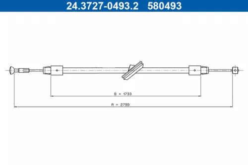 Kabeltrek, parkeerrem ATE 24.3727-0493.2)