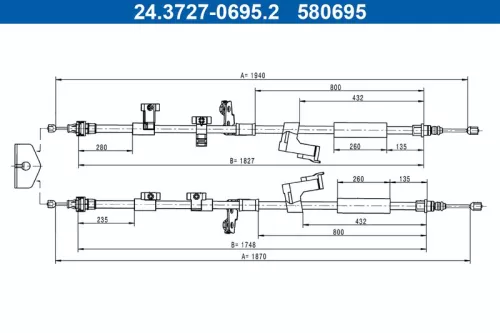 Kabeltrek, parkeerrem ATE 24.3727-0695.2)