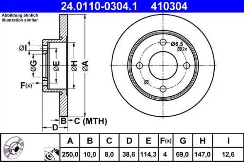 Remschijf ATE 24.0110-0304.1)