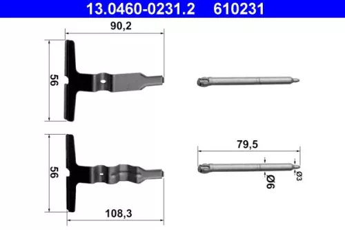 Accessoirekit, schijfremblokken ATE 13.0460-0231.2)