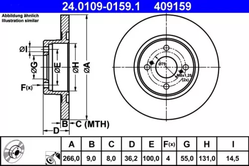 Remschijf ATE 24.0109-0159.1)