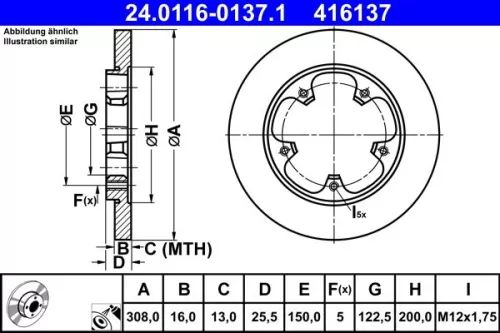 Remschijf ATE 24.0116-0137.1)