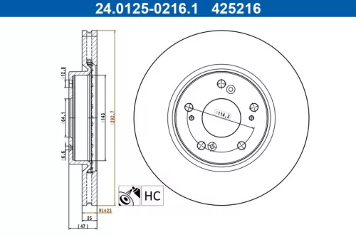 Remschijf ATE 24.0125-0216.1)