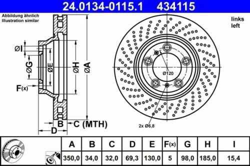Remschijf ATE 24.0134-0115.1)