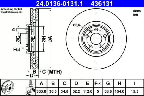 Remschijf ATE 24.0136-0131.1)
