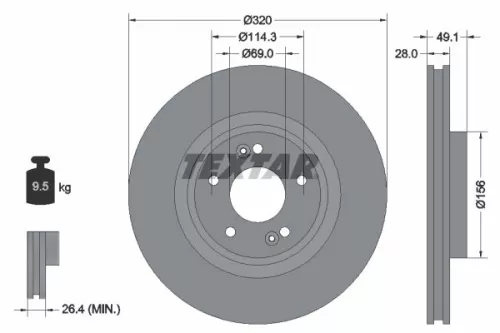 Remschijf TEXTAR 92281803)
