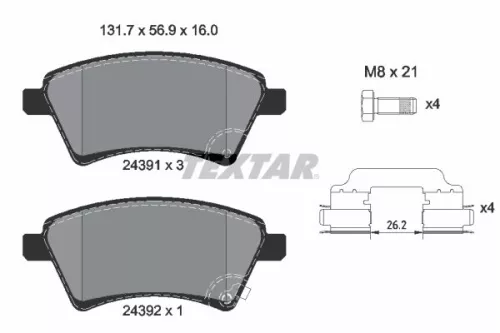 Brake Pad Set, disc brake TEXTAR 2439101)