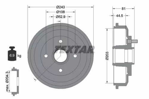 Brake Drum TEXTAR 94026700)