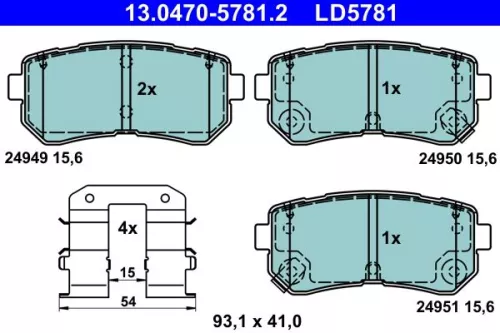 Brake Pad Set, disc brake ATE 13.0470-5781.2)
