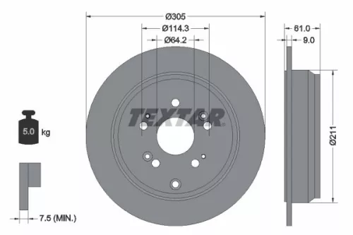 Remschijf TEXTAR 92162503)