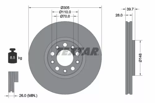 Remschijf TEXTAR 92293903)