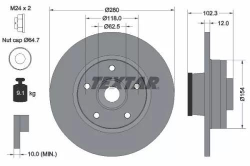 Brake Disc TEXTAR 92153703)