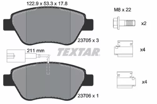 Brake Pad Set, disc brake TEXTAR 2370502)