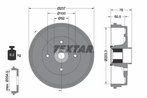 Brake Drum TEXTAR 94041400)