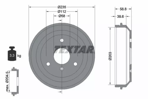 Brake Drum TEXTAR 94035600)