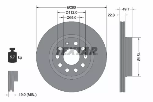 Brake Disc TEXTAR 92120705)