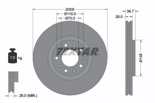 Remschijf TEXTAR 92220803)