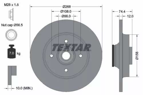 Brake Disc TEXTAR 92168703)