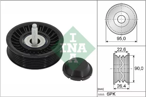 Ombuigings-/geleidingspoelie, V-geribbelde riem Schaeffler INA 532 0891 10)