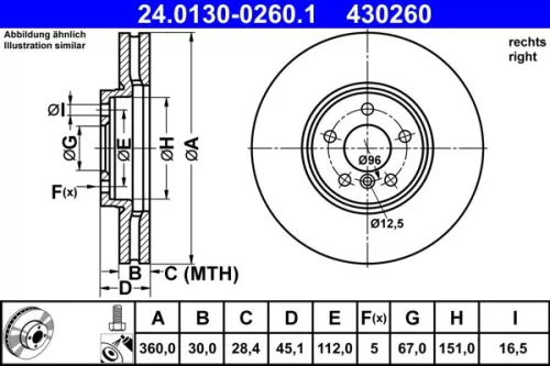 Remschijf ATE 24.0130-0260.1)