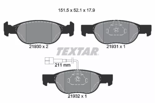 Brake Pad Set, disc brake TEXTAR 2193002)