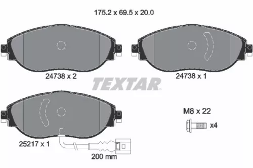 Brake Pad Set, disc brake TEXTAR 2473803)