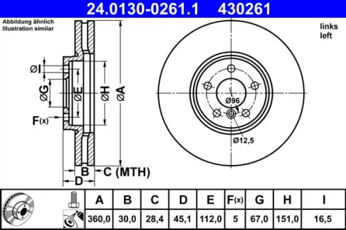 Remschijf ATE 24.0130-0261.1)