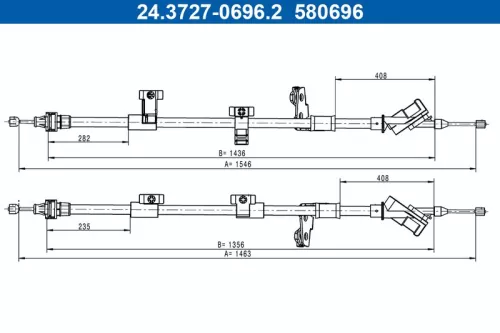Cable Pull, parking brake ATE 24.3727-0696.2)