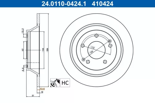 Remschijf ATE 24.0110-0424.1)
