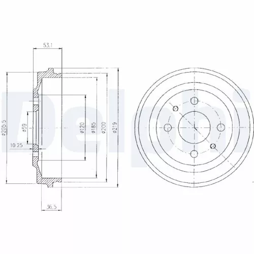 Brake Drum DELPHI BF136)