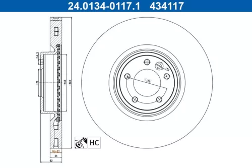Brake Disc ATE 24.0134-0117.1)