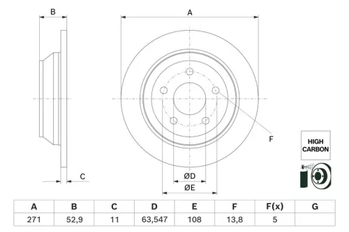 Remschijf BOSCH 0 986 479 H55)