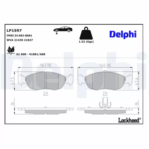 Remblokkenset, schijfrem DELPHI LP1597)