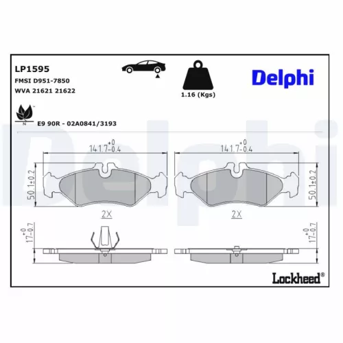 Remblokkenset, schijfrem DELPHI LP1595)