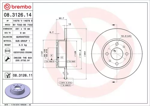 Brake Disc BREMBO 08.3126.14)