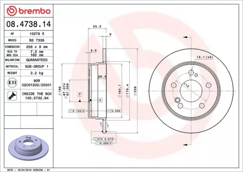 Remschijf BREMBO 08.4738.14)