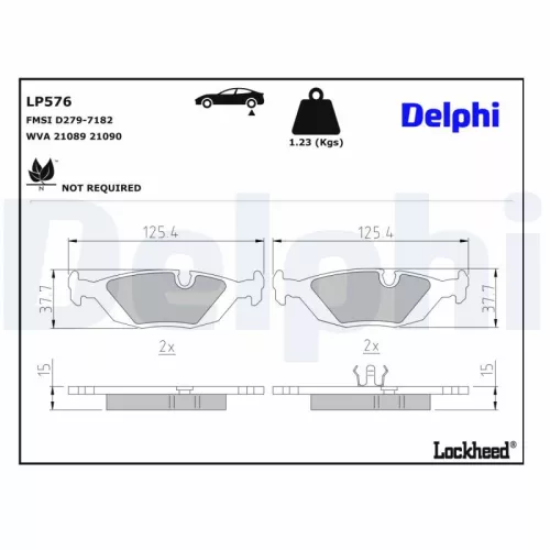 Remblokkenset, schijfrem DELPHI LP576)