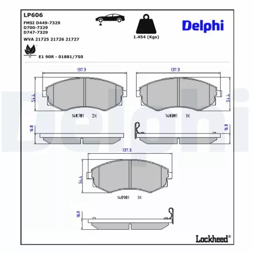 Remblokkenset, schijfrem DELPHI LP606)