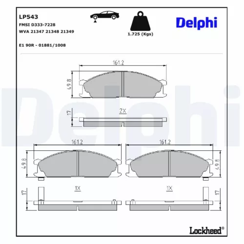 Remblokkenset, schijfrem DELPHI LP543)