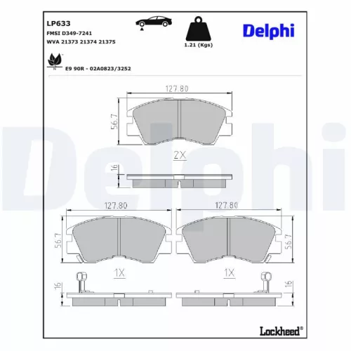 Remblokkenset, schijfrem DELPHI LP633)