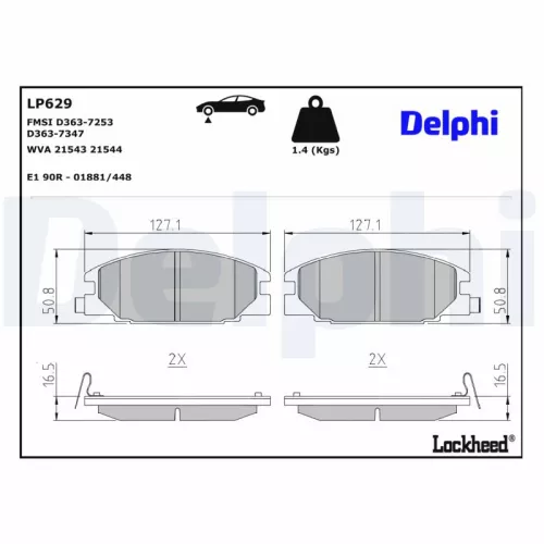 Remblokkenset, schijfrem DELPHI LP629)
