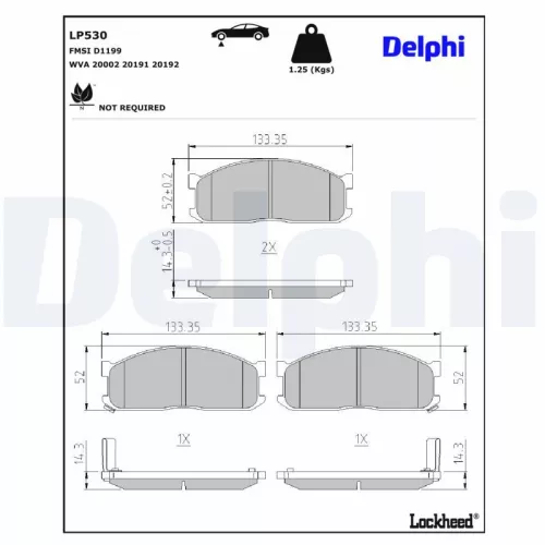Remblokkenset, schijfrem DELPHI LP530)