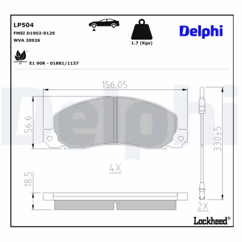 Remblokkenset, schijfrem DELPHI LP504)