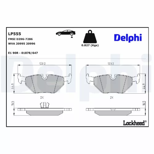 Brake Pad Set, disc brake DELPHI LP555)